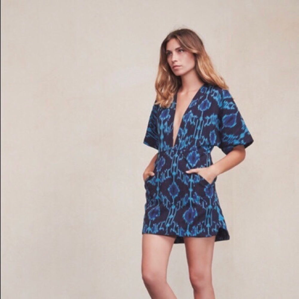 Reformation Vibrant Blue and Black Mini Dress